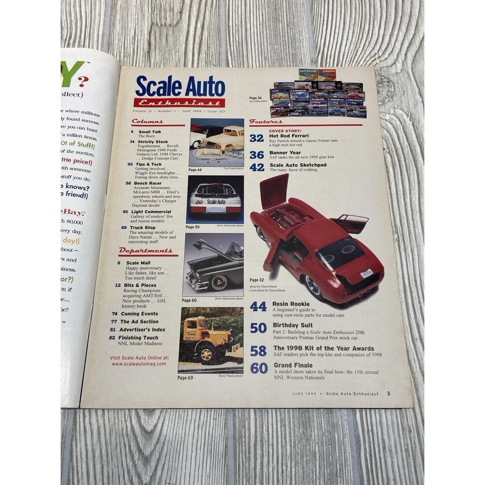 Scale Auto Enthusiast Magazine June 1999 Model Car Concept Ferrari NASCAR